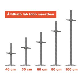 Állítható láb homlokzati állványhoz