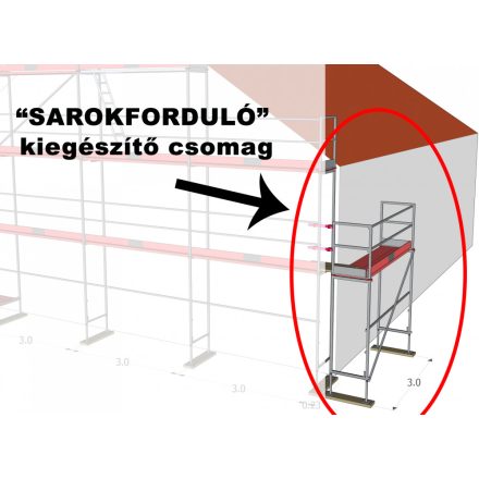 "SAROKFORDULÓ" Akciós TERRA70 homlokzati állvány kiegészítő csomag családi ház állványozásához